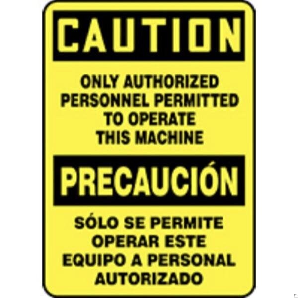 Accuform BILINGUAL OSHA CAUTION SAFETY SIGN SBMEQM715VP SBMEQM715VP - main